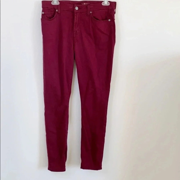 7 For All Mankind Burgundy Ankle Skinny Jean - Picture 4 of 11